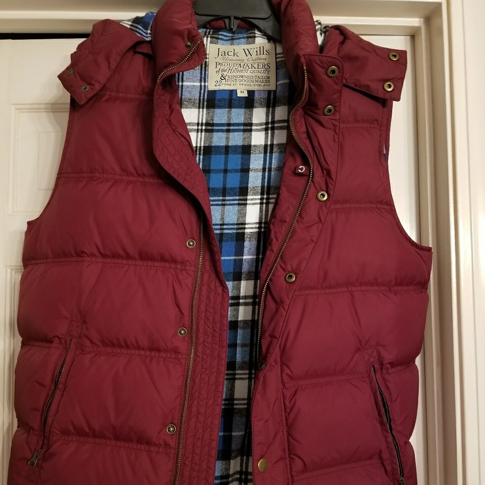 Jack Wills Vest marroon/blue plaid inside - Men's